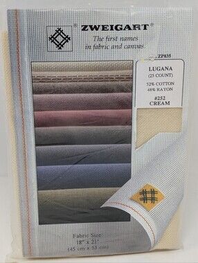 Zweigart Lugana Cross Stitch Fabric Cream 25 Count 18" x 21"